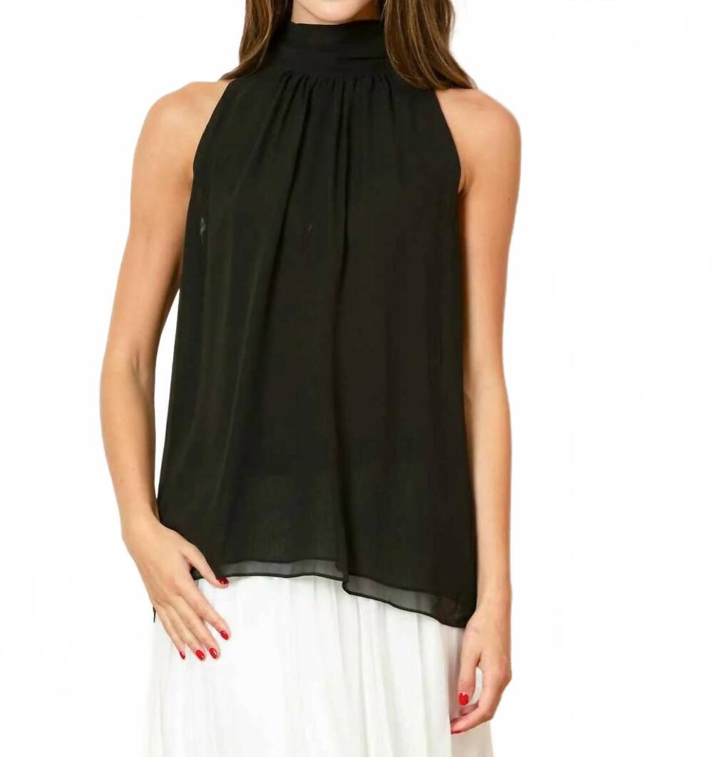NEW JESSIE LIU silk halter neck blouse in black